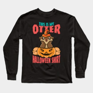 Otter Pumpkin Funny Otter Halloween Costume Long Sleeve T-Shirt